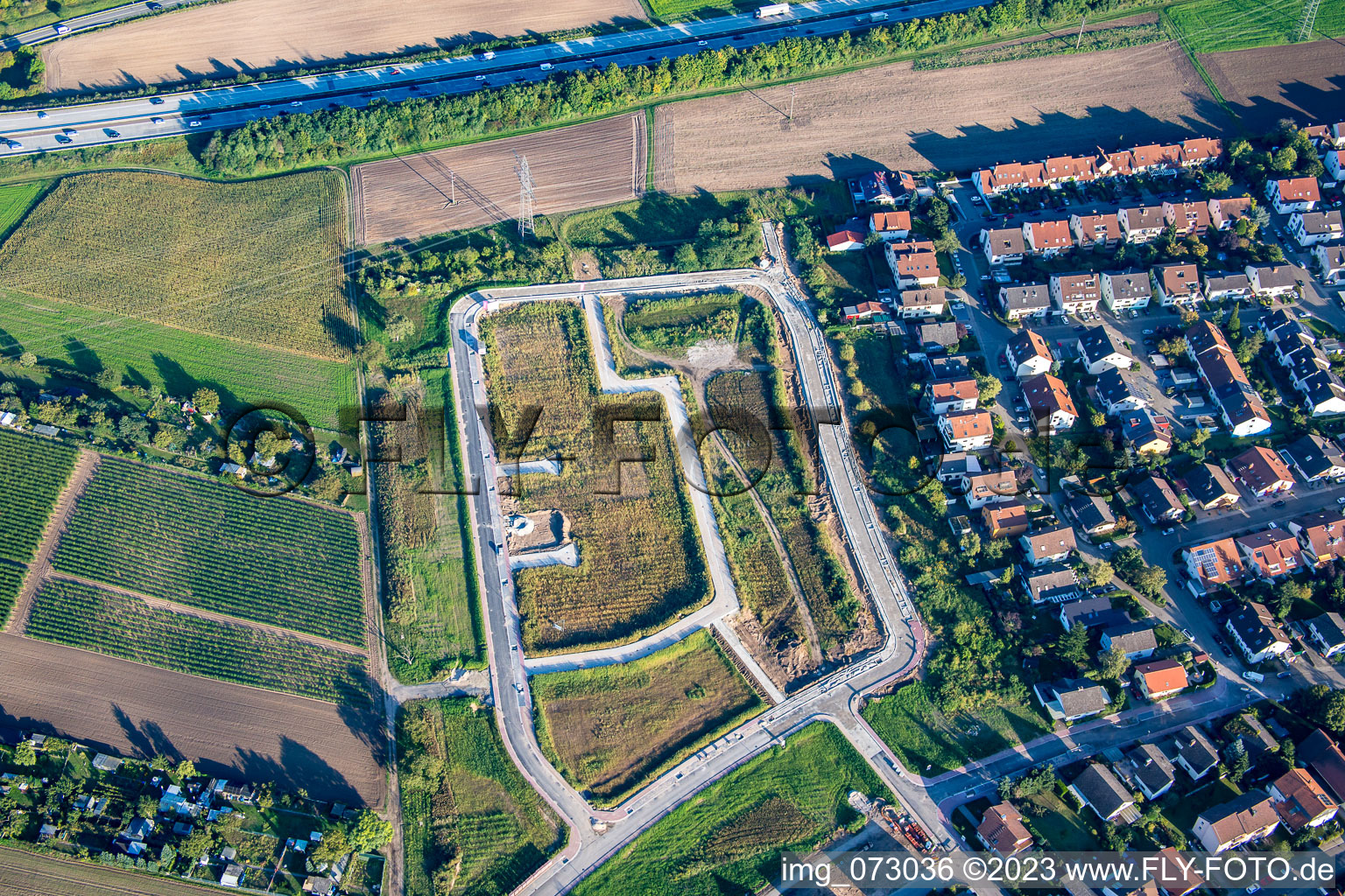 New development area Gustav-Hertz-Straße in Brühl in the state Baden-Wuerttemberg, Germany