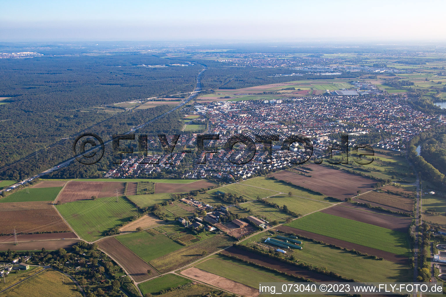 Ketsch in the state Baden-Wuerttemberg, Germany from above