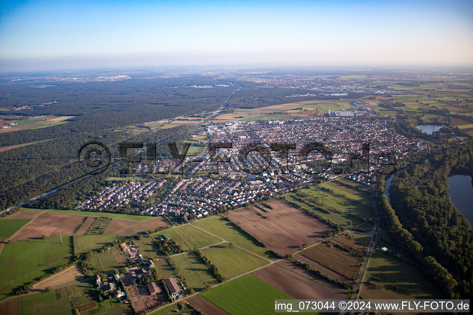 Ketsch in the state Baden-Wuerttemberg, Germany seen from above