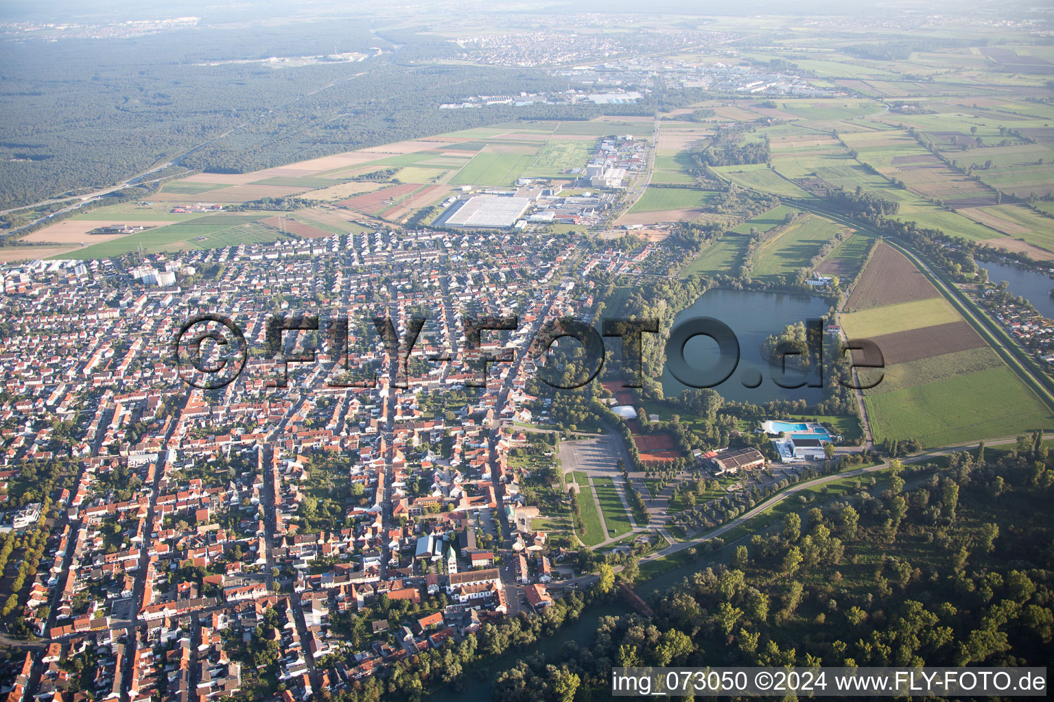 Ketsch in the state Baden-Wuerttemberg, Germany viewn from the air