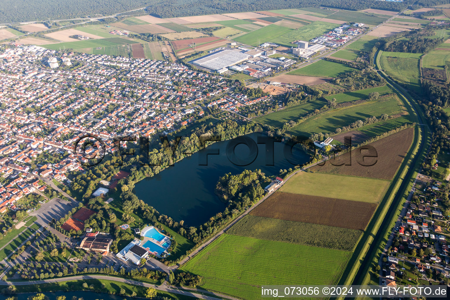 Beach areas on the Anglersee in Ketsch in the state Baden-Wurttemberg, Germany