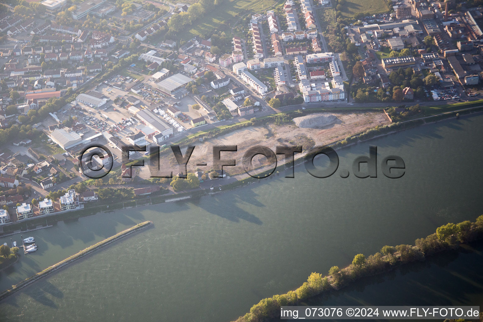 Aerial view of Harbor in Speyer in the state Rhineland-Palatinate, Germany