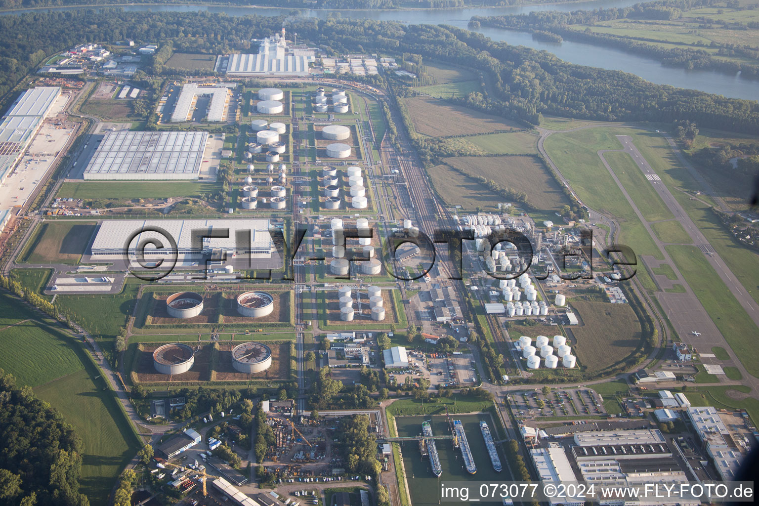 Aerial photograpy of Harbor in Speyer in the state Rhineland-Palatinate, Germany