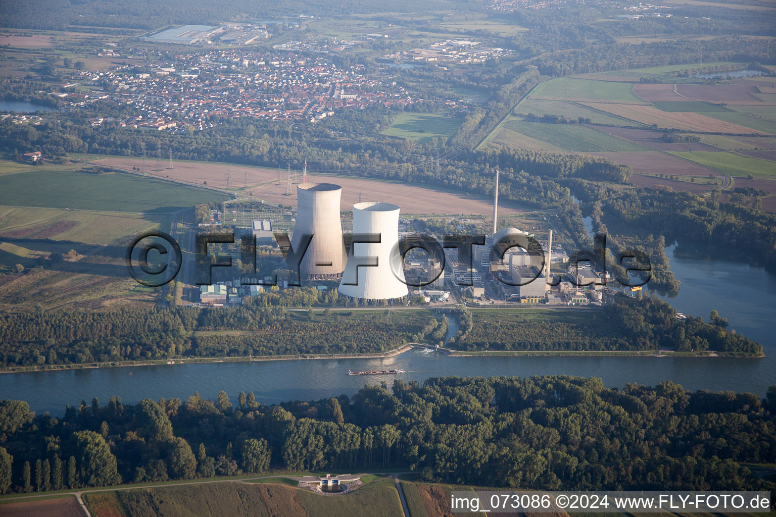 Aerial photograpy of Philippsburg in the state Baden-Wuerttemberg, Germany