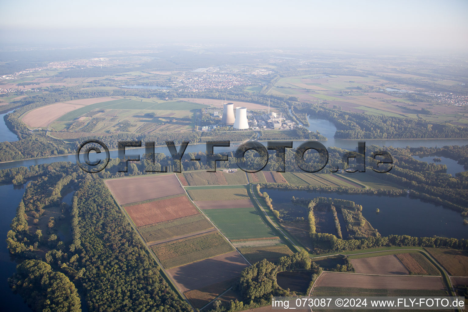 Oblique view of Philippsburg in the state Baden-Wuerttemberg, Germany