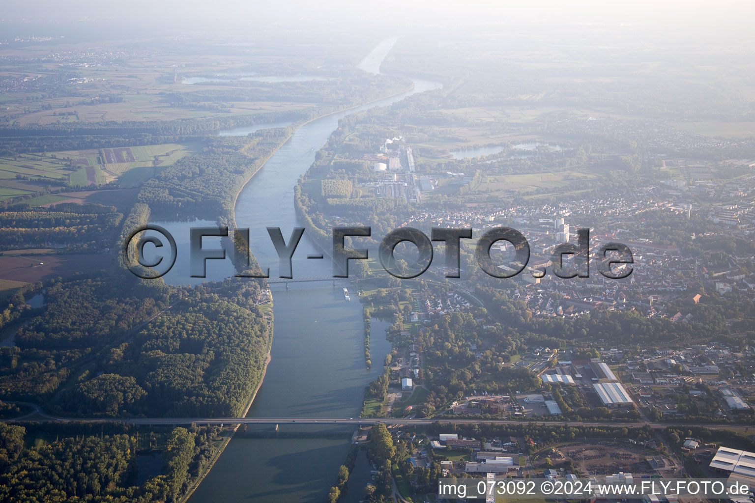 Germersheim in the state Rhineland-Palatinate, Germany from a drone