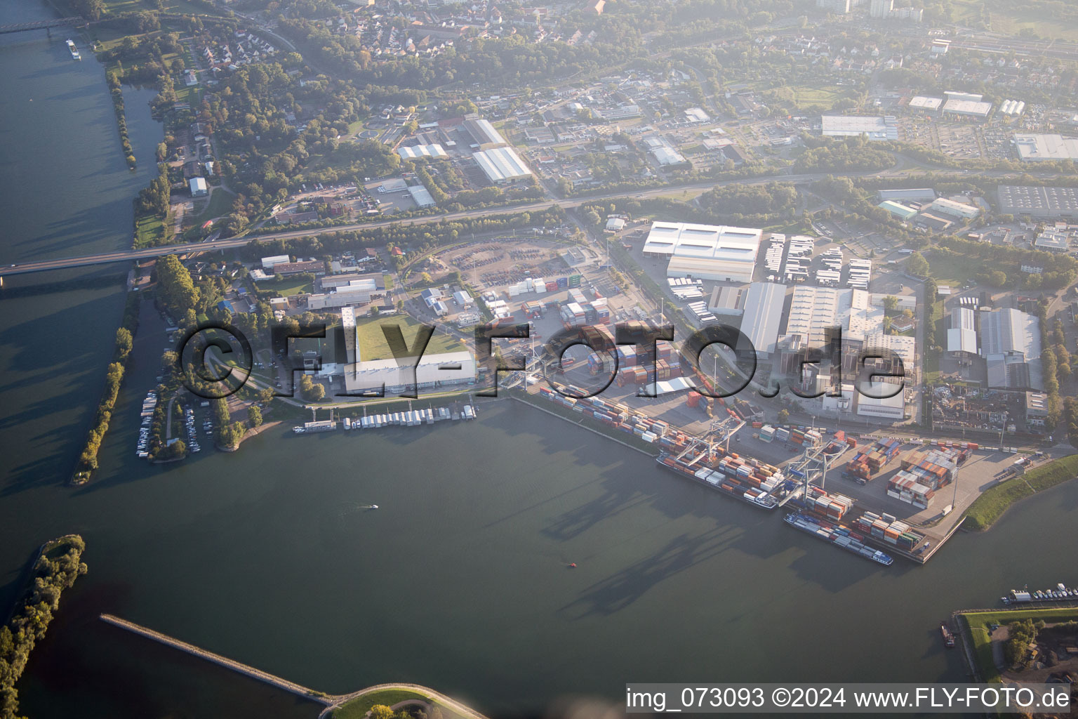 Germersheim in the state Rhineland-Palatinate, Germany seen from a drone