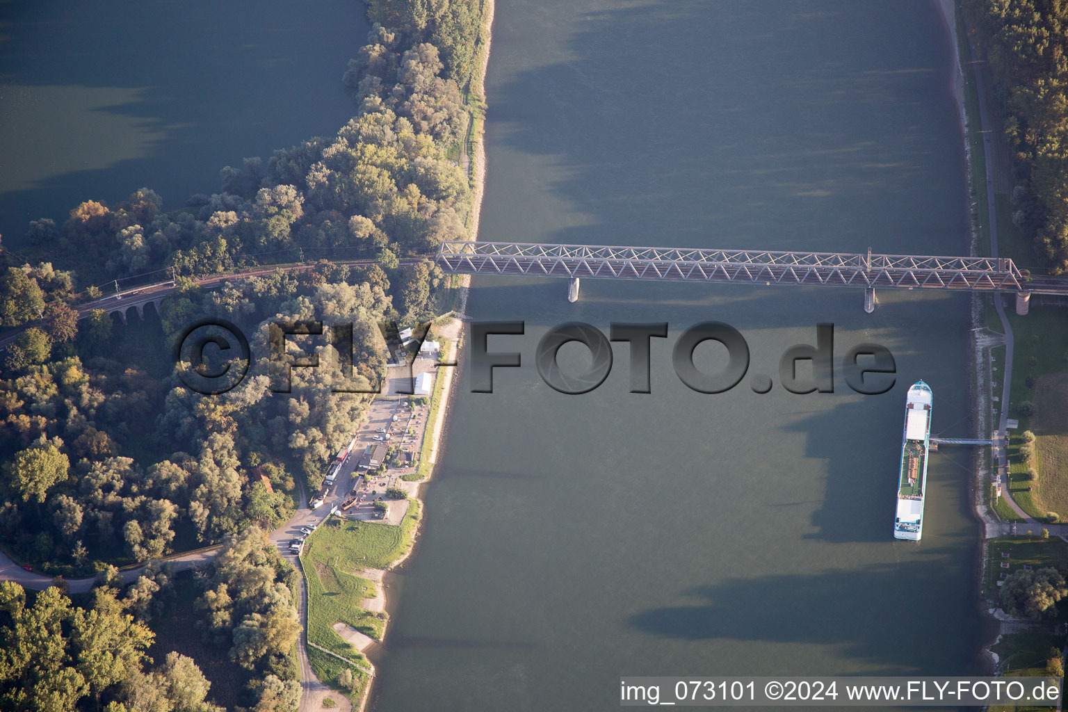 Aerial view of Germersheim in the state Rhineland-Palatinate, Germany