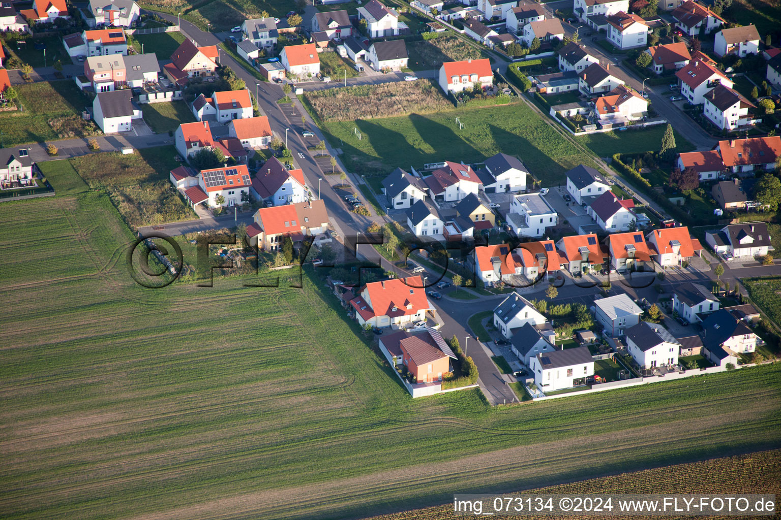 Aerial photograpy of Flower ring in the district Hardtwald in Neupotz in the state Rhineland-Palatinate, Germany