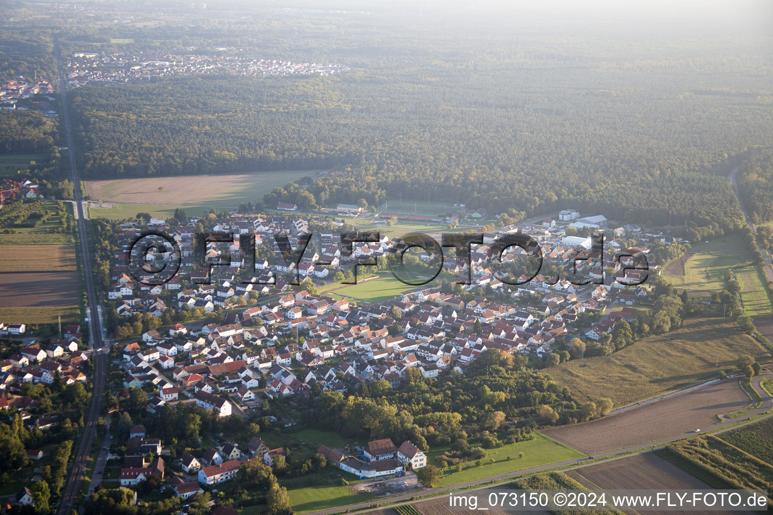 Aerial photograpy of Rheinzabern in the state Rhineland-Palatinate, Germany