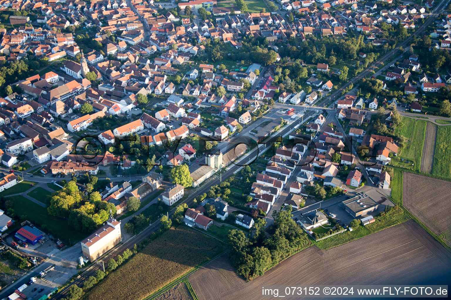 Rheinzabern in the state Rhineland-Palatinate, Germany from above