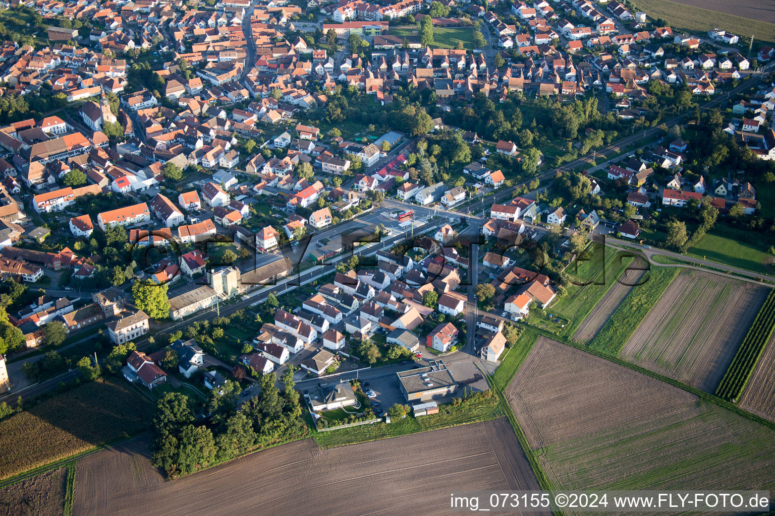 Rheinzabern in the state Rhineland-Palatinate, Germany from the plane