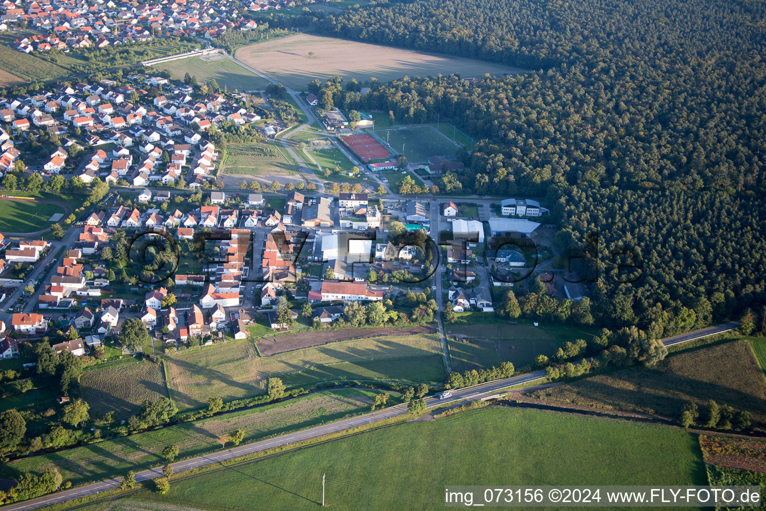 Bird's eye view of Rheinzabern in the state Rhineland-Palatinate, Germany