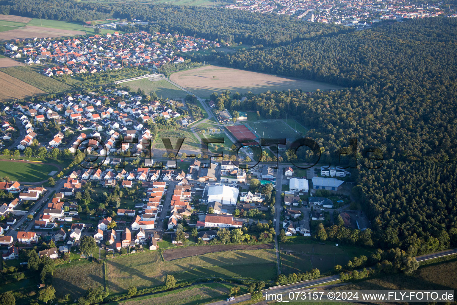 Rheinzabern in the state Rhineland-Palatinate, Germany viewn from the air