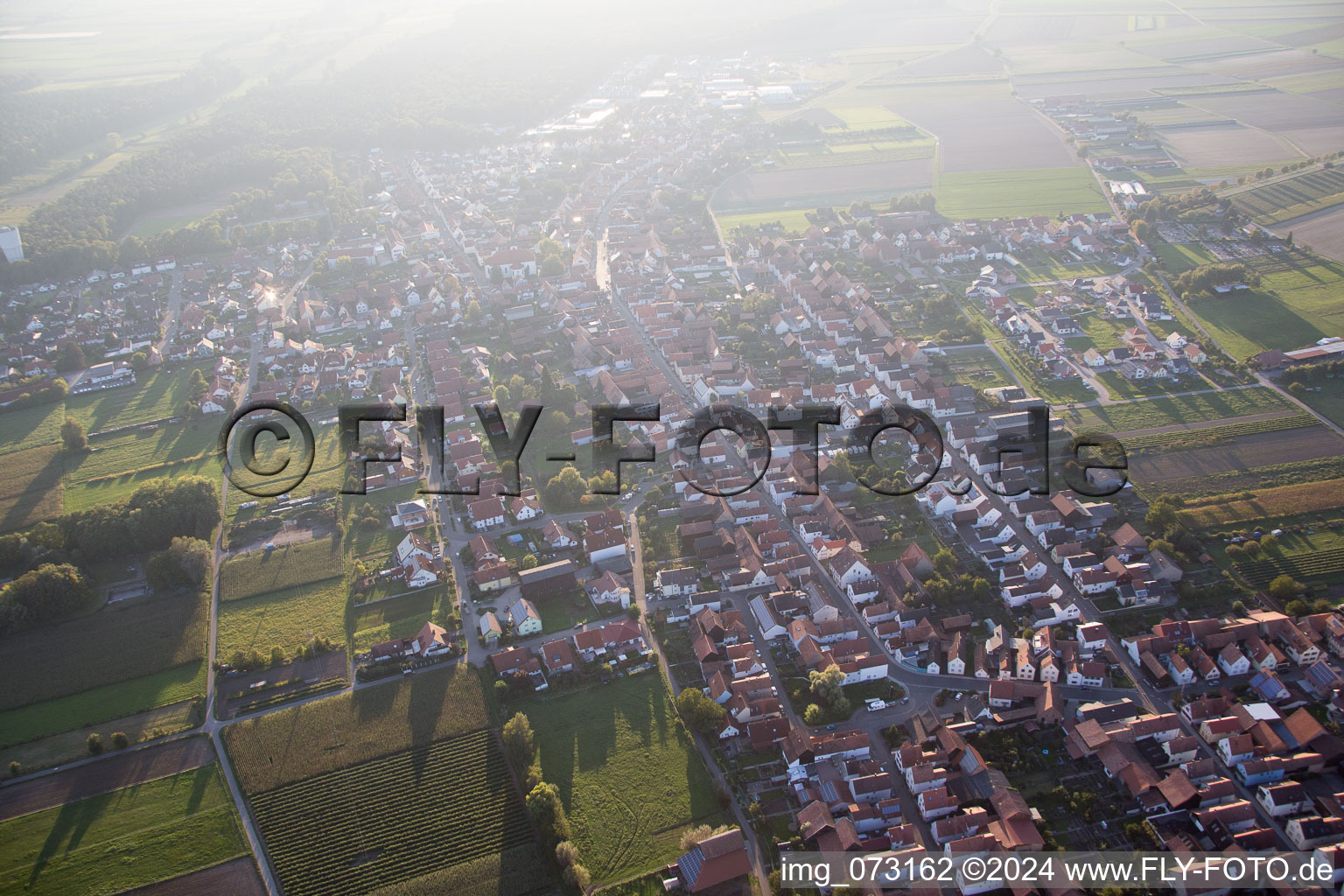 Hatzenbühl in the state Rhineland-Palatinate, Germany from the plane