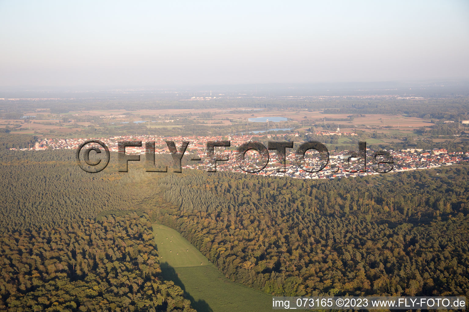 Jockgrim in the state Rhineland-Palatinate, Germany seen from above