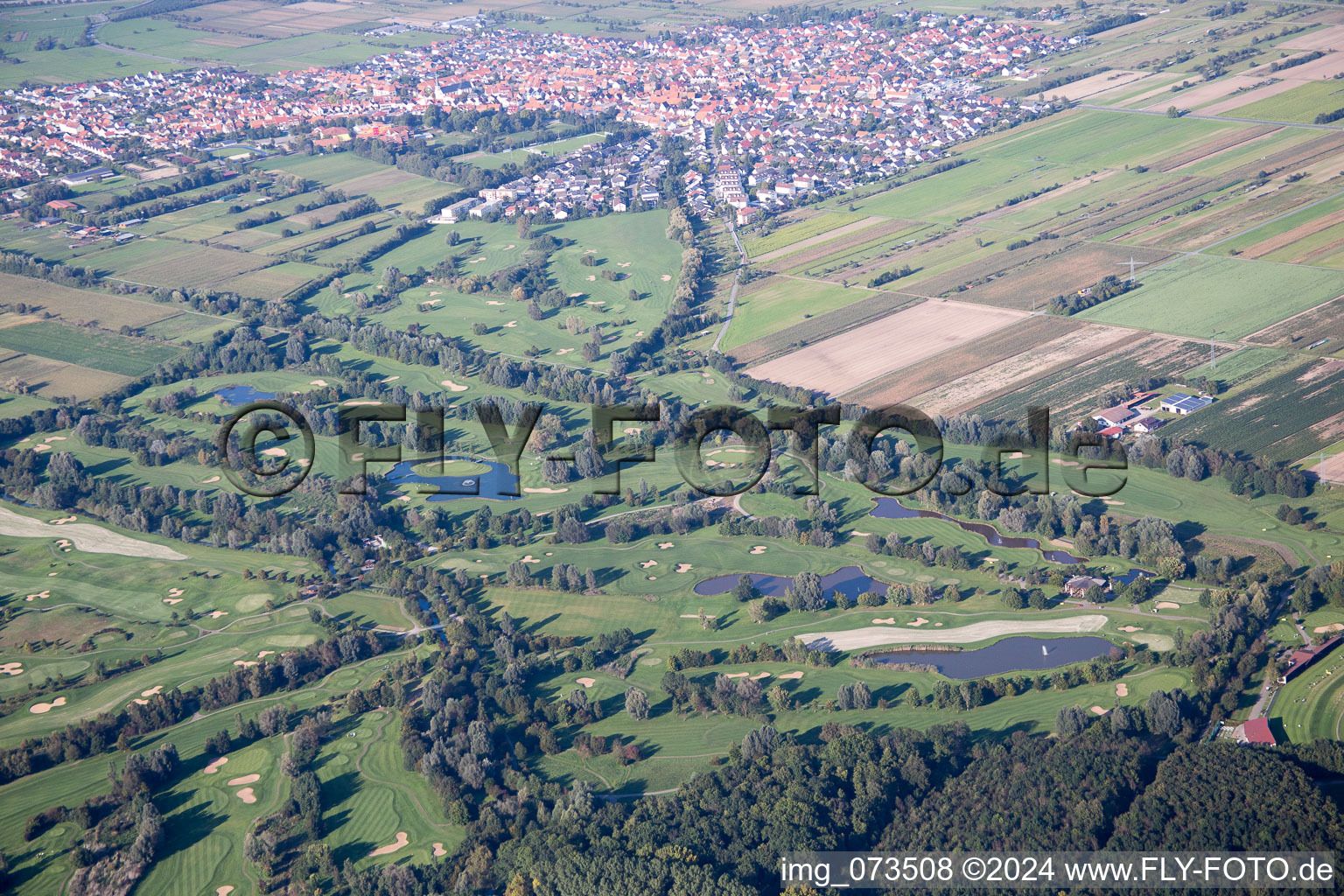 Aerial photograpy of Golf Club at Lußhardtsee in the district Rot in St. Leon-Rot in the state Baden-Wuerttemberg, Germany