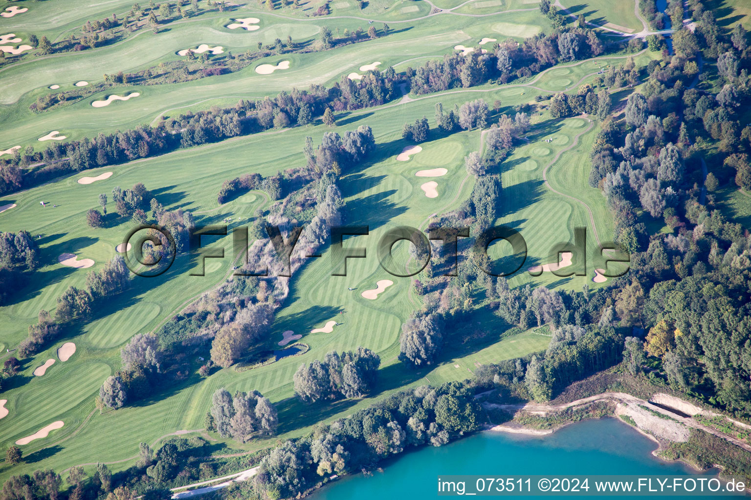 Oblique view of Golf Club at Lußhardtsee in the district Rot in St. Leon-Rot in the state Baden-Wuerttemberg, Germany