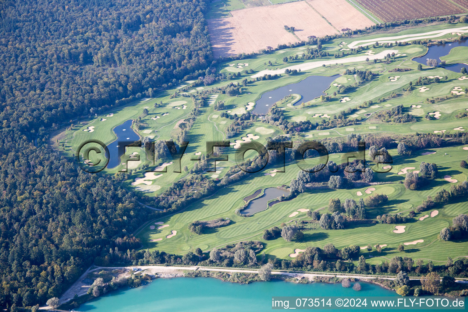 Golf Club at Lußhardtsee in the district Rot in St. Leon-Rot in the state Baden-Wuerttemberg, Germany from above