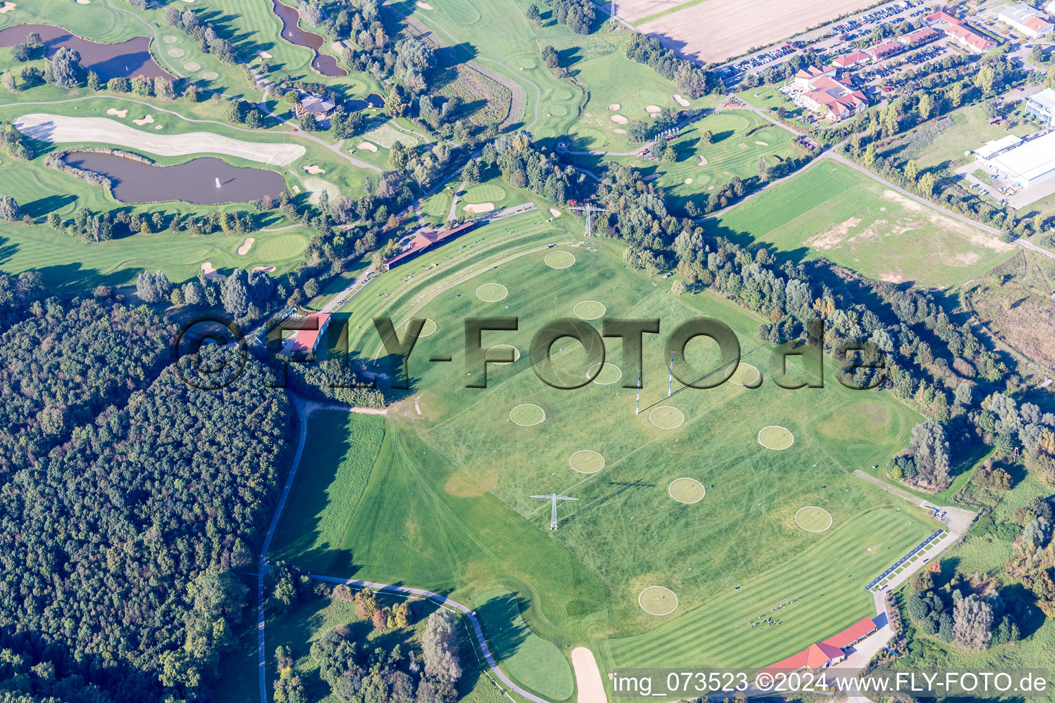 Grounds of the Golf course at of Golf Club St. Leon-Rot in Sankt Leon-Rot in the state Baden-Wurttemberg, Germany from the plane