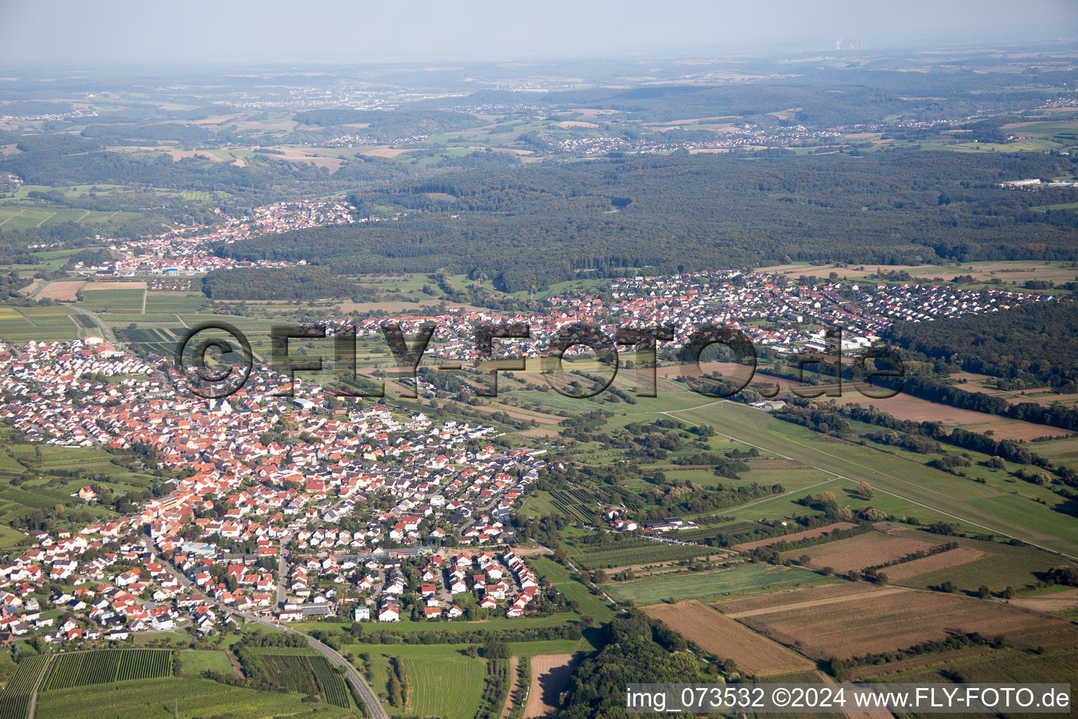 Aerial view of Malsch in the state Baden-Wuerttemberg, Germany