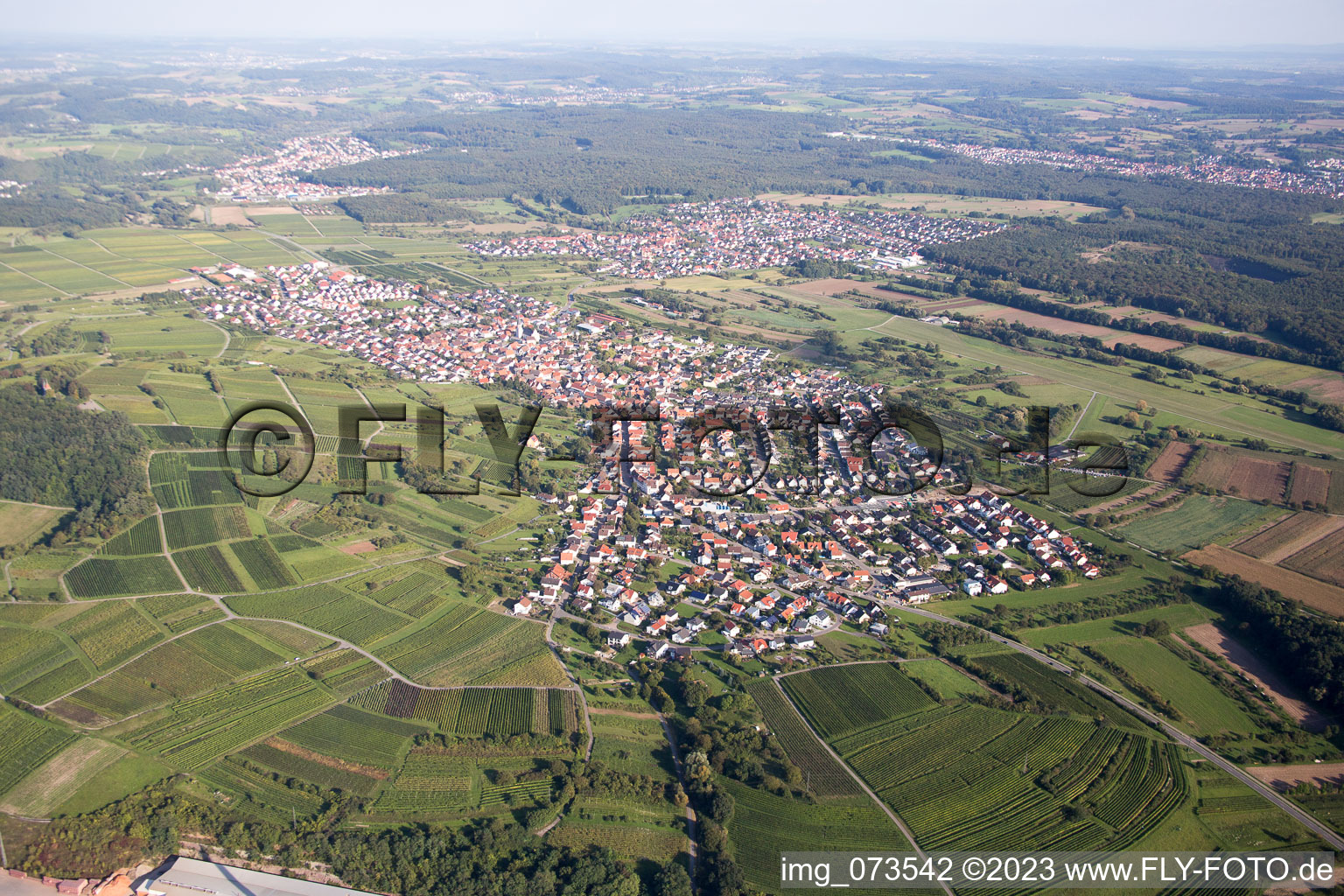 Oblique view of Malsch in the state Baden-Wuerttemberg, Germany