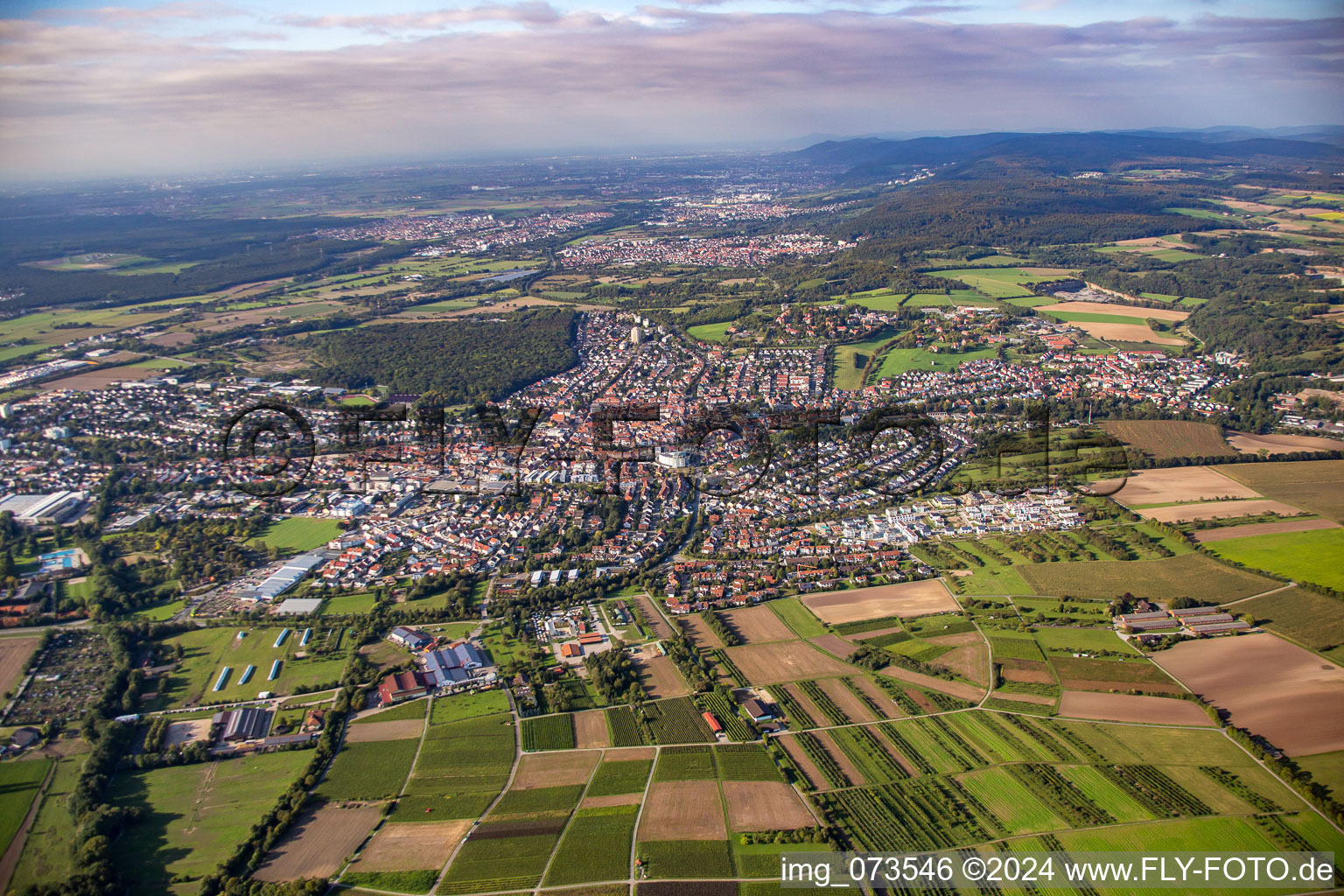 From the south in Wiesloch in the state Baden-Wuerttemberg, Germany