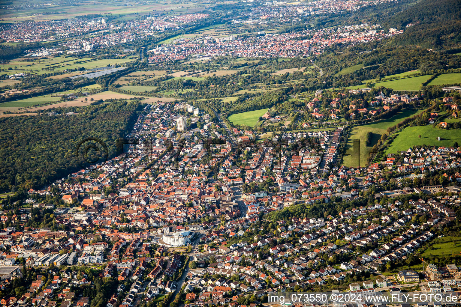 From the southeast in Wiesloch in the state Baden-Wuerttemberg, Germany