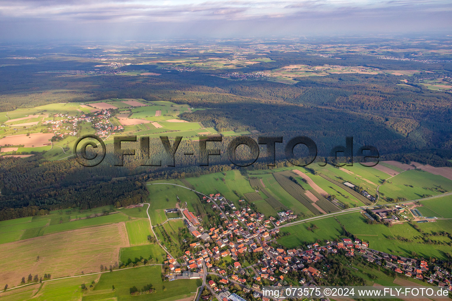 From the east in the district Schollbrunn in Waldbrunn in the state Baden-Wuerttemberg, Germany