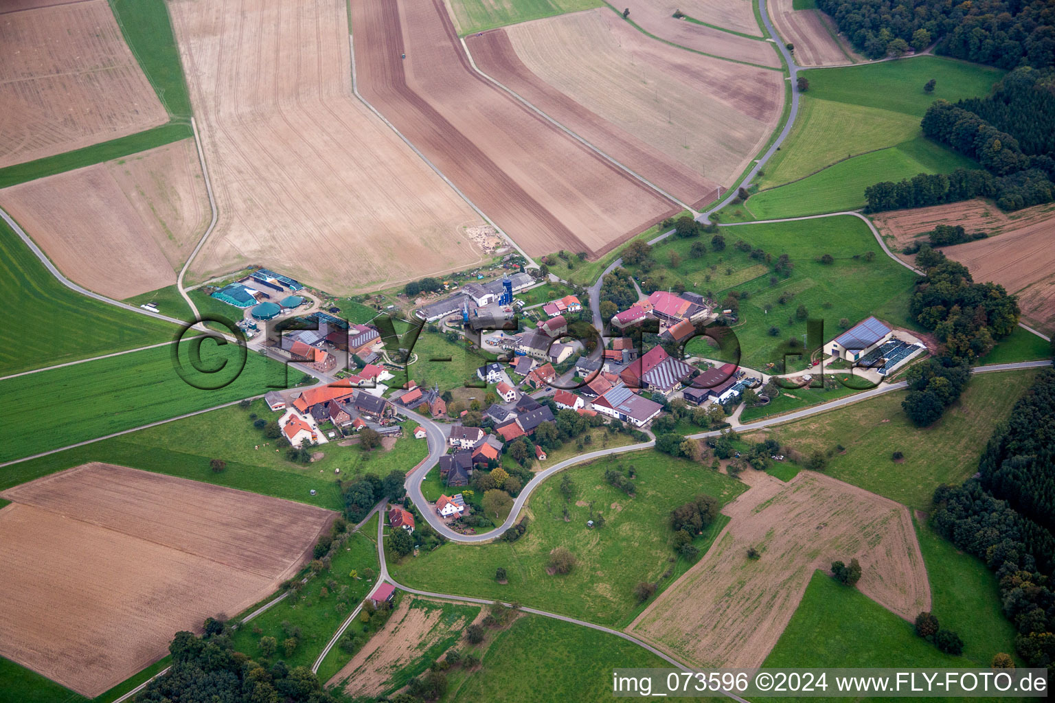 Agricultural fields and farmland in the district Vollmersdorf in Hardheim in the state Baden-Wuerttemberg, Germany