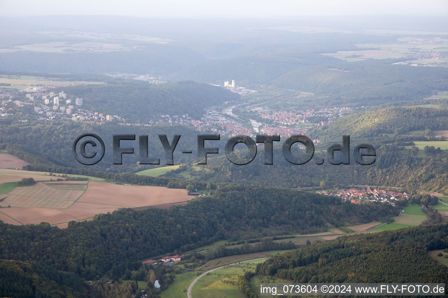 Aerial view of Wertheim in the state Baden-Wuerttemberg, Germany