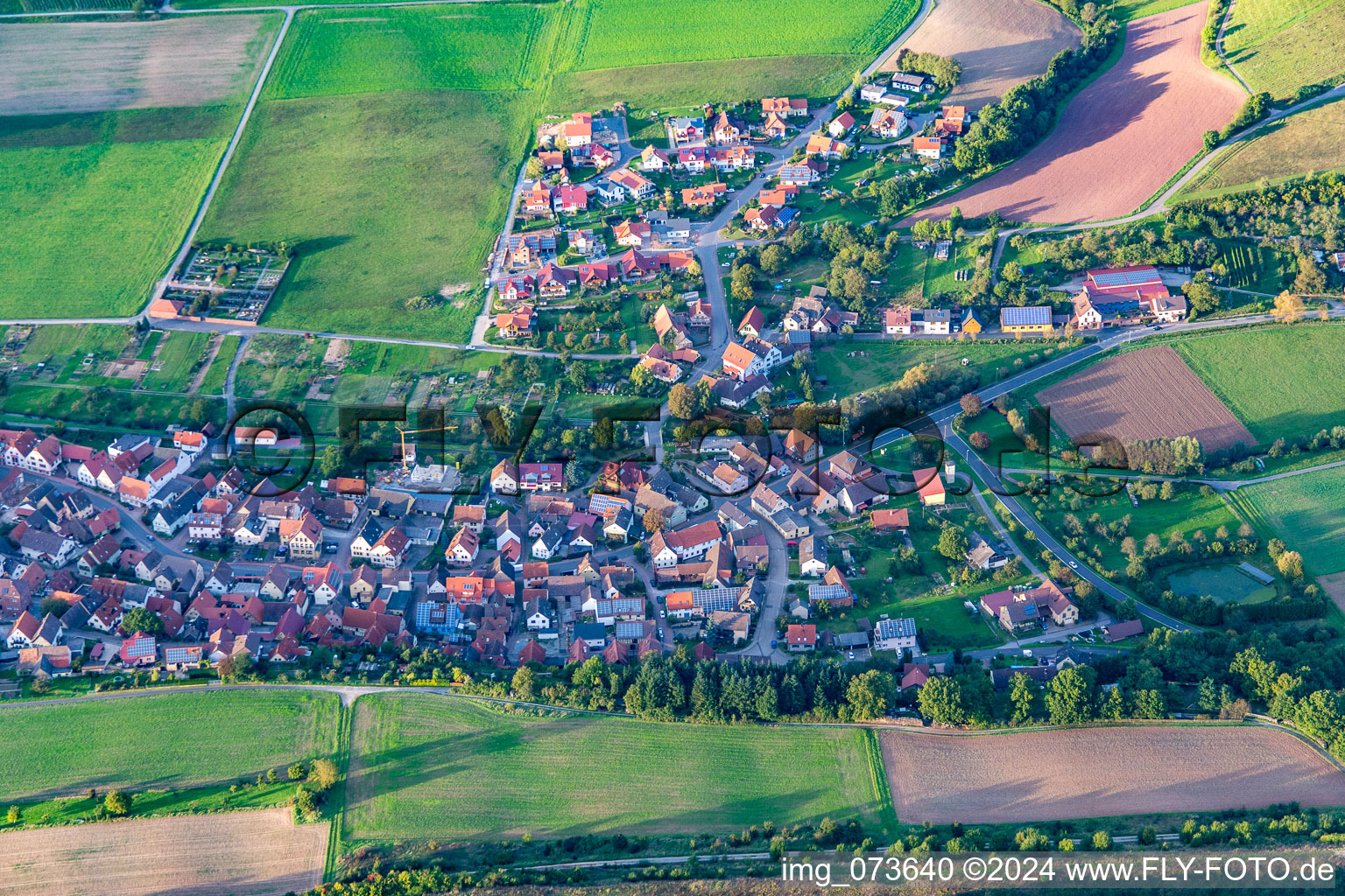 Aerial view of District Dertingen in Wertheim in the state Baden-Wuerttemberg, Germany