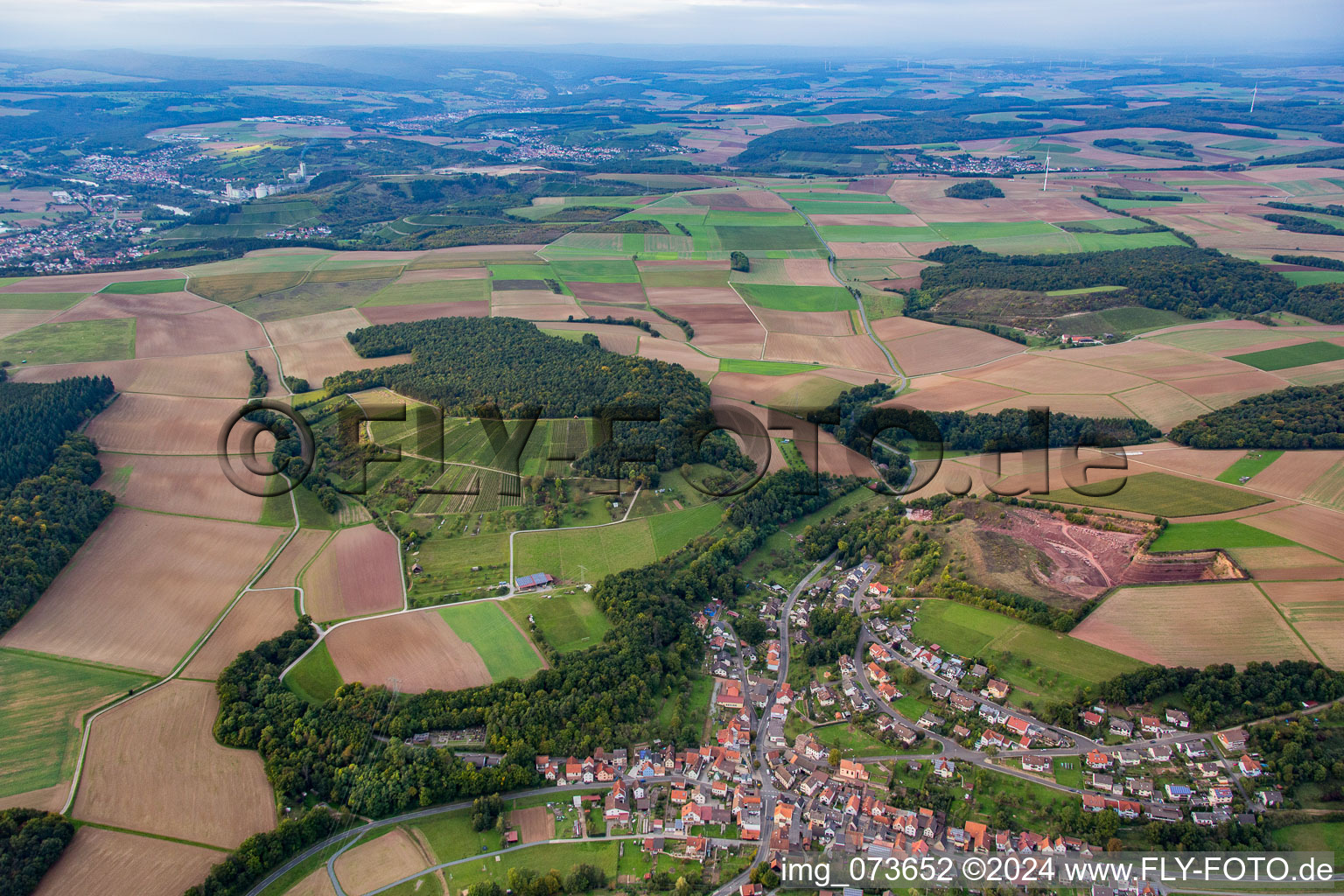 Aerial photograpy of District Wüstenzell in Holzkirchen in the state Bavaria, Germany