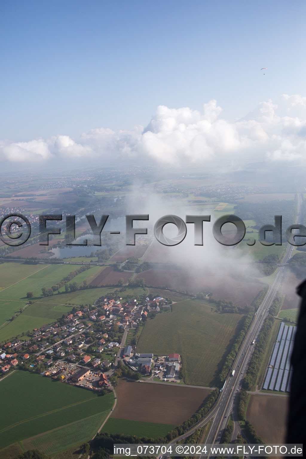 Aerial view of Horhausen in the state Bavaria, Germany