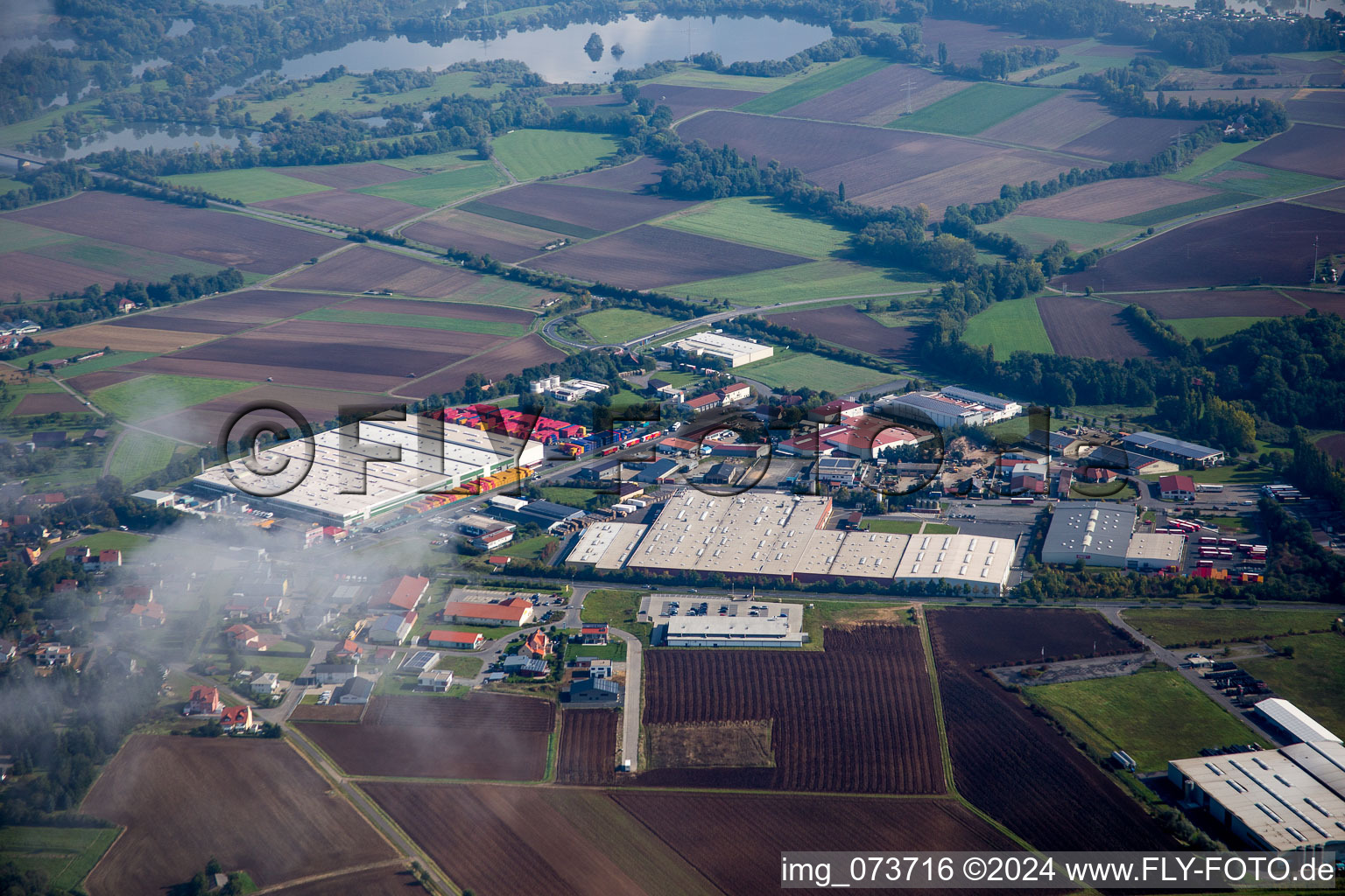 Industrial estate and company settlement Gewerbegebiet An of Siechkapelle in Knetzgau in the state Bavaria, Germany