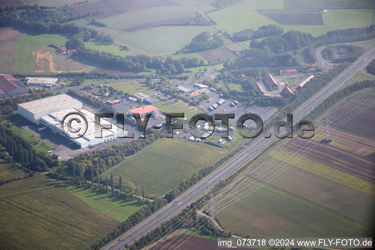 Aerial view of Knetzgau in the state Bavaria, Germany