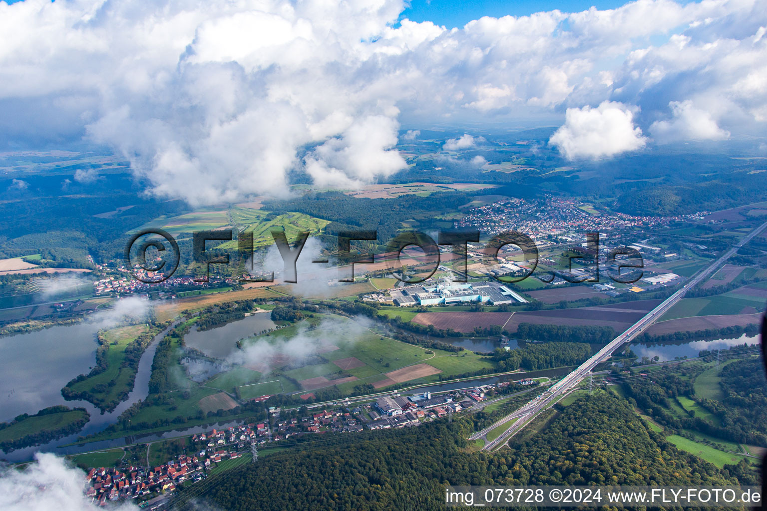 Aerial view of Limbach in the state Bavaria, Germany