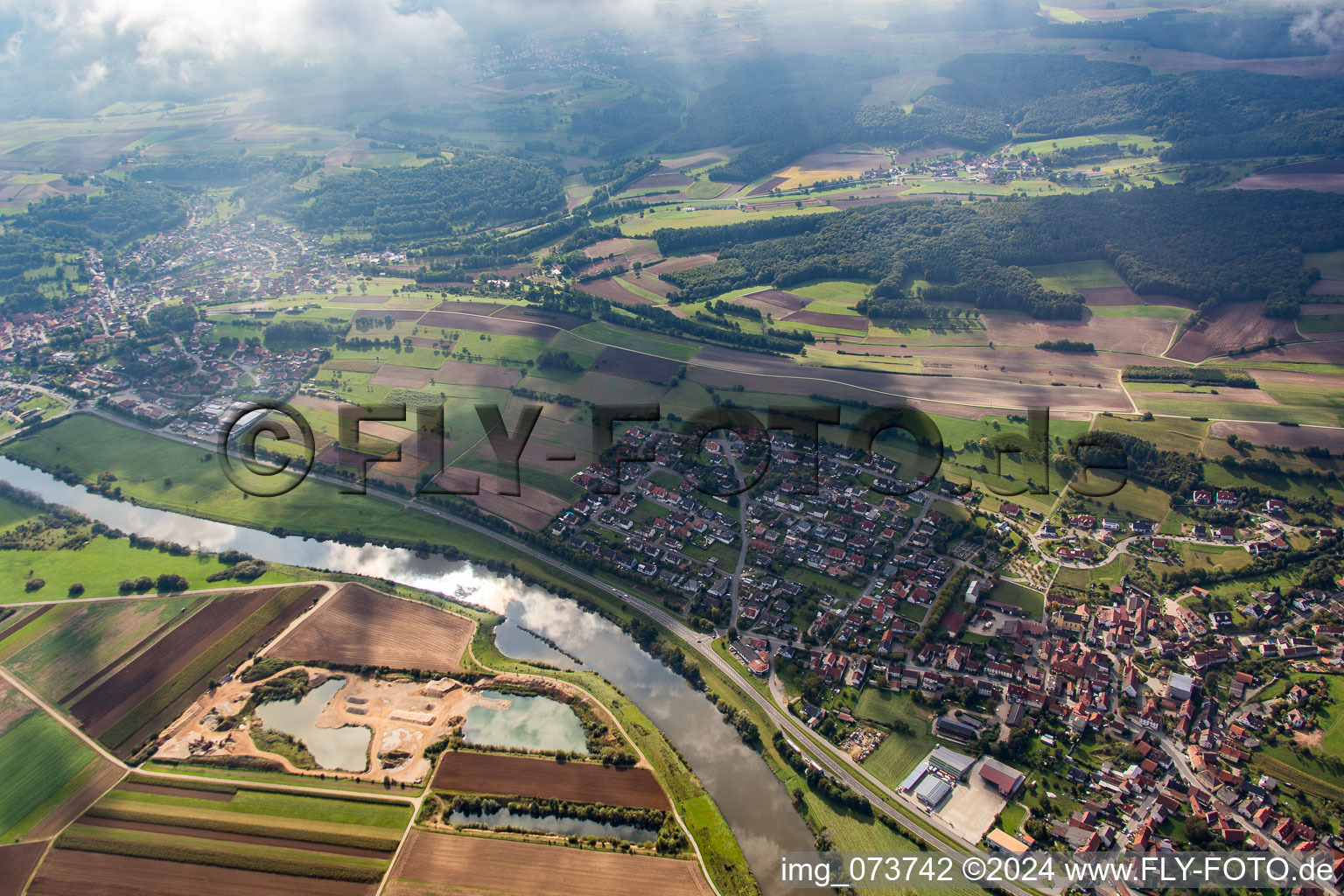 River banks of the Main in the district Trunstadt in Viereth-Trunstadt in the state Bavaria, Germany