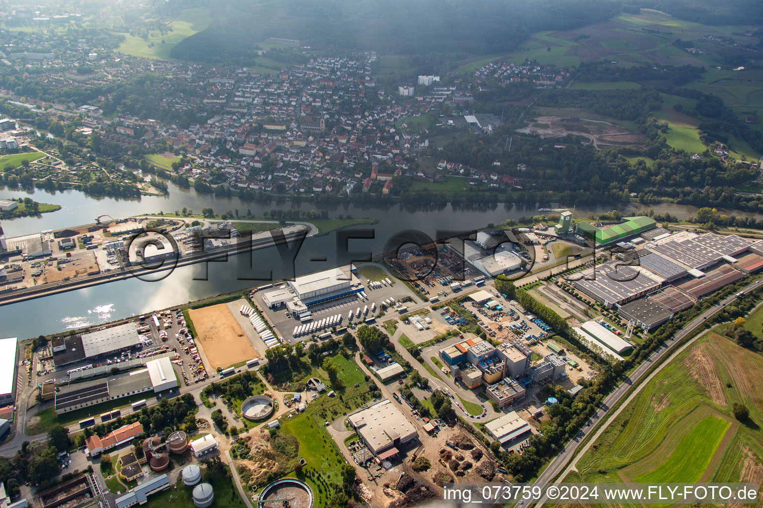 Harbor in the district Gaustadt in Bamberg in the state Bavaria, Germany