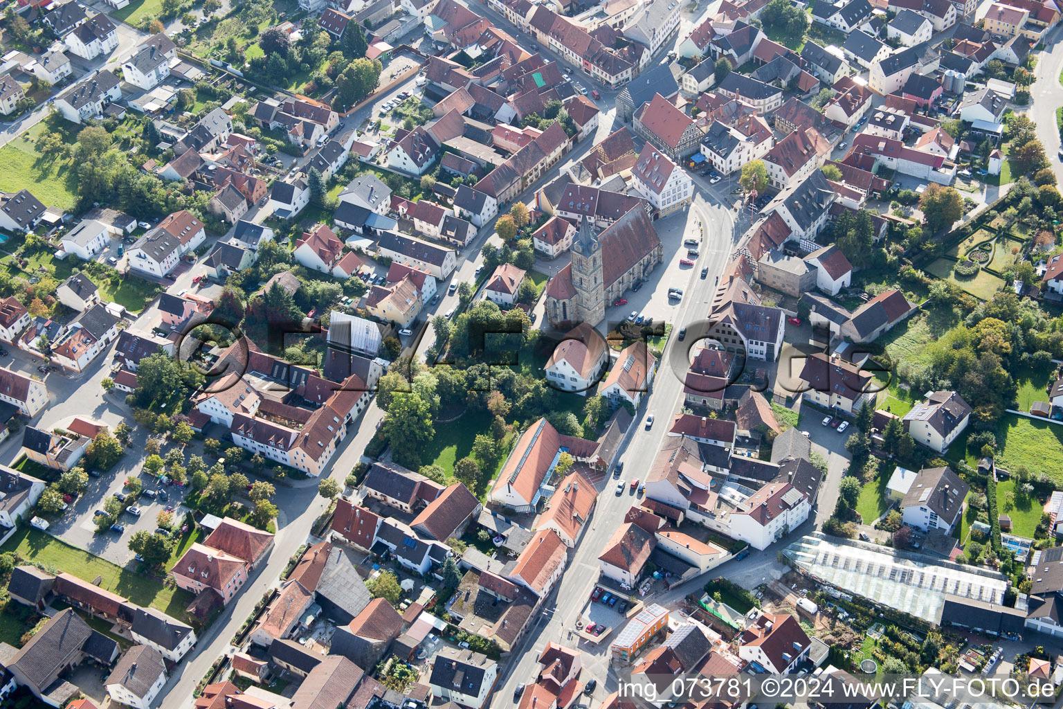 Aerial view of Hallstadt in the state Bavaria, Germany