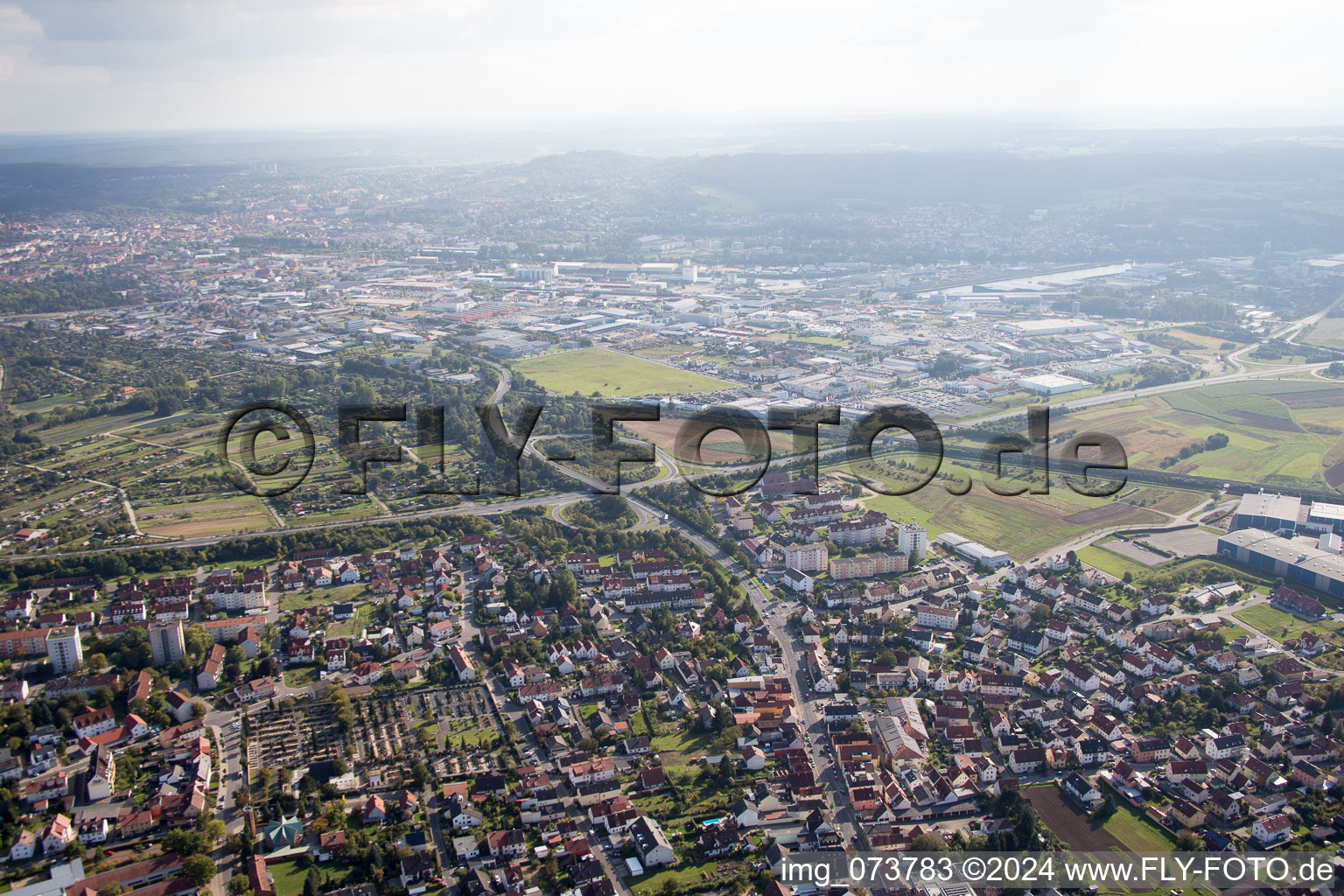 Aerial photograpy of Hallstadt in the state Bavaria, Germany