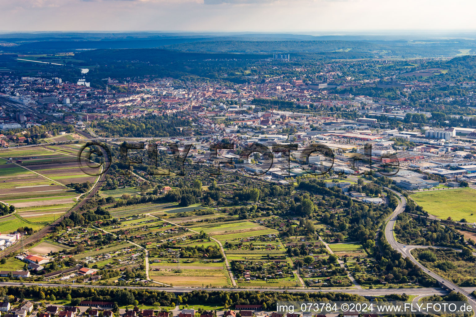 Bamberg from the northwest in Hallstadt in the state Bavaria, Germany