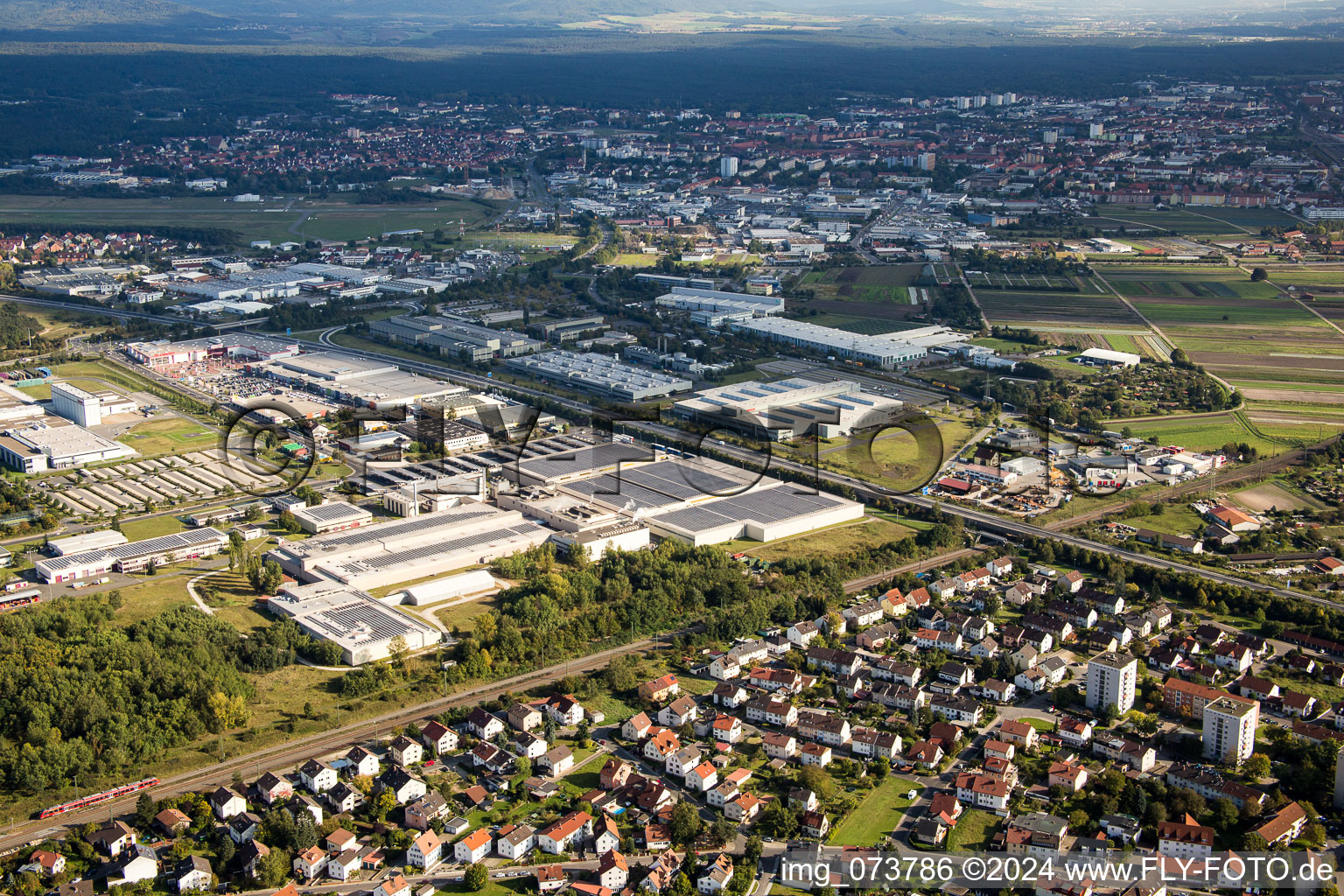 Industrial area Michelinstr in Hallstadt in the state Bavaria, Germany