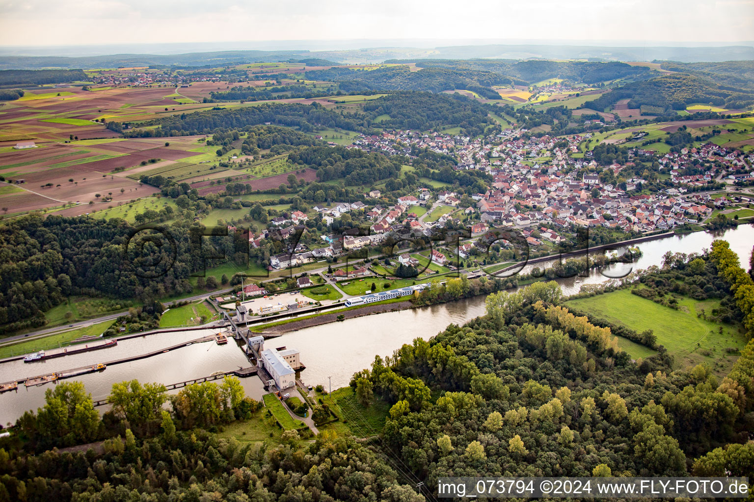 Aerial view of District Viereth in Viereth-Trunstadt in the state Bavaria, Germany