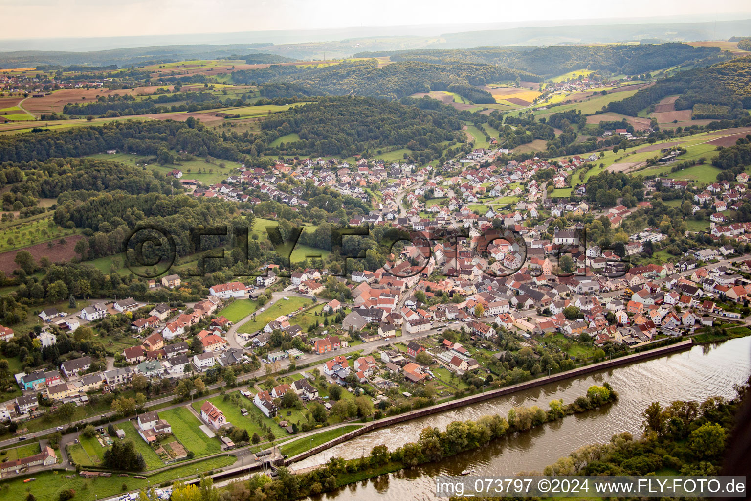 Oblique view of District Viereth in Viereth-Trunstadt in the state Bavaria, Germany