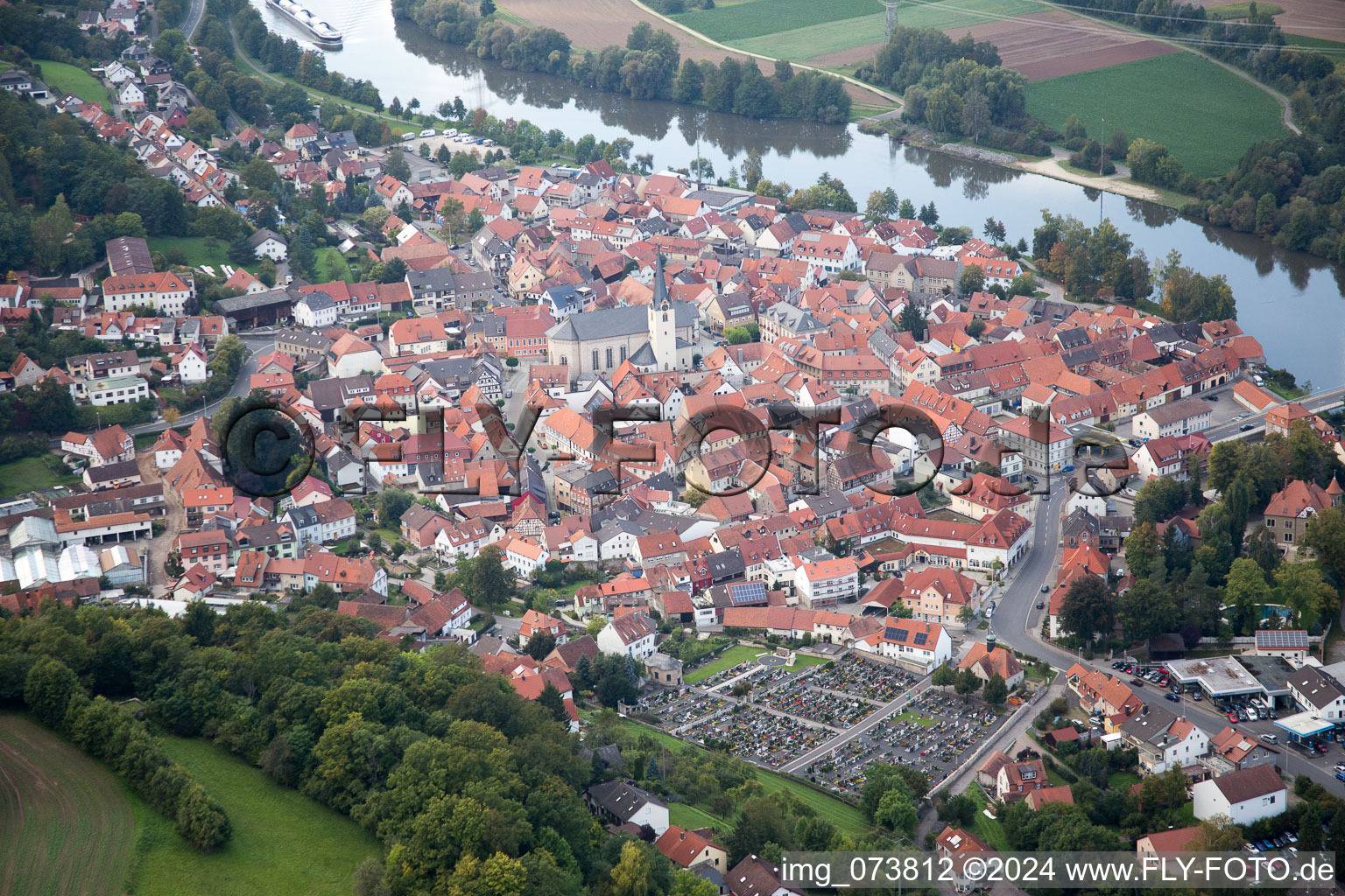 Aerial photograpy of Eltmann in the state Bavaria, Germany