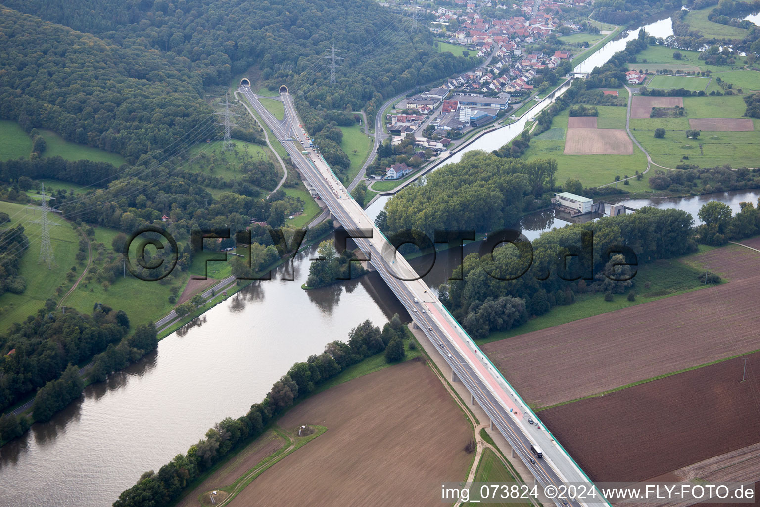 Bird's eye view of Eltmann in the state Bavaria, Germany