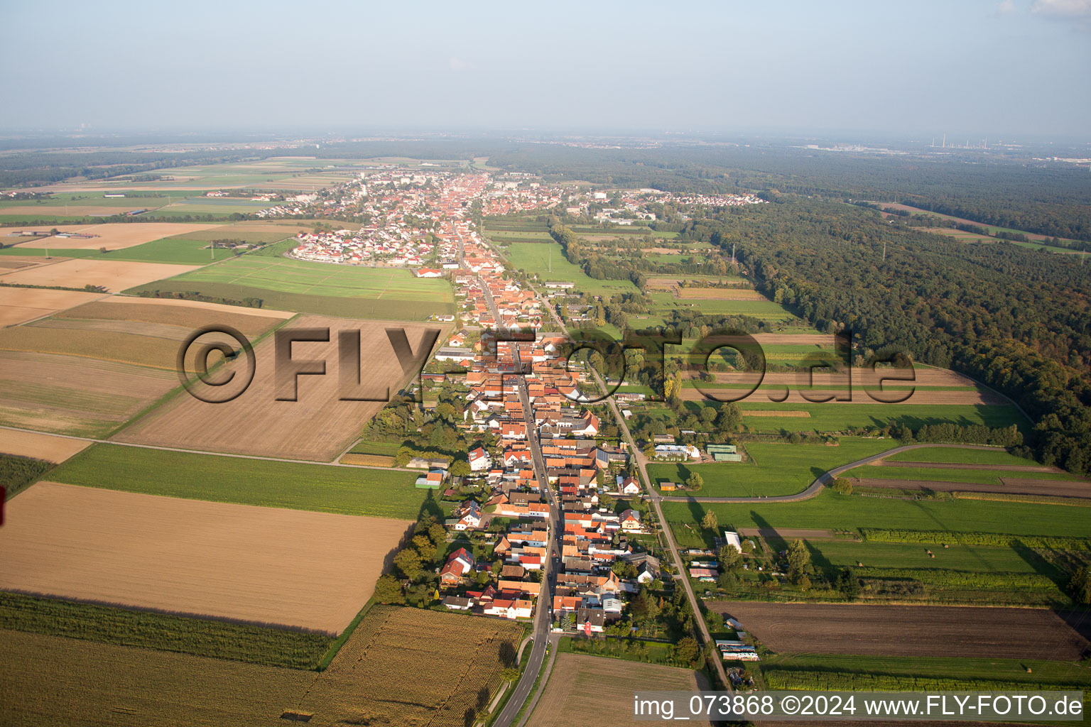 Saarstr in Kandel in the state Rhineland-Palatinate, Germany viewn from the air