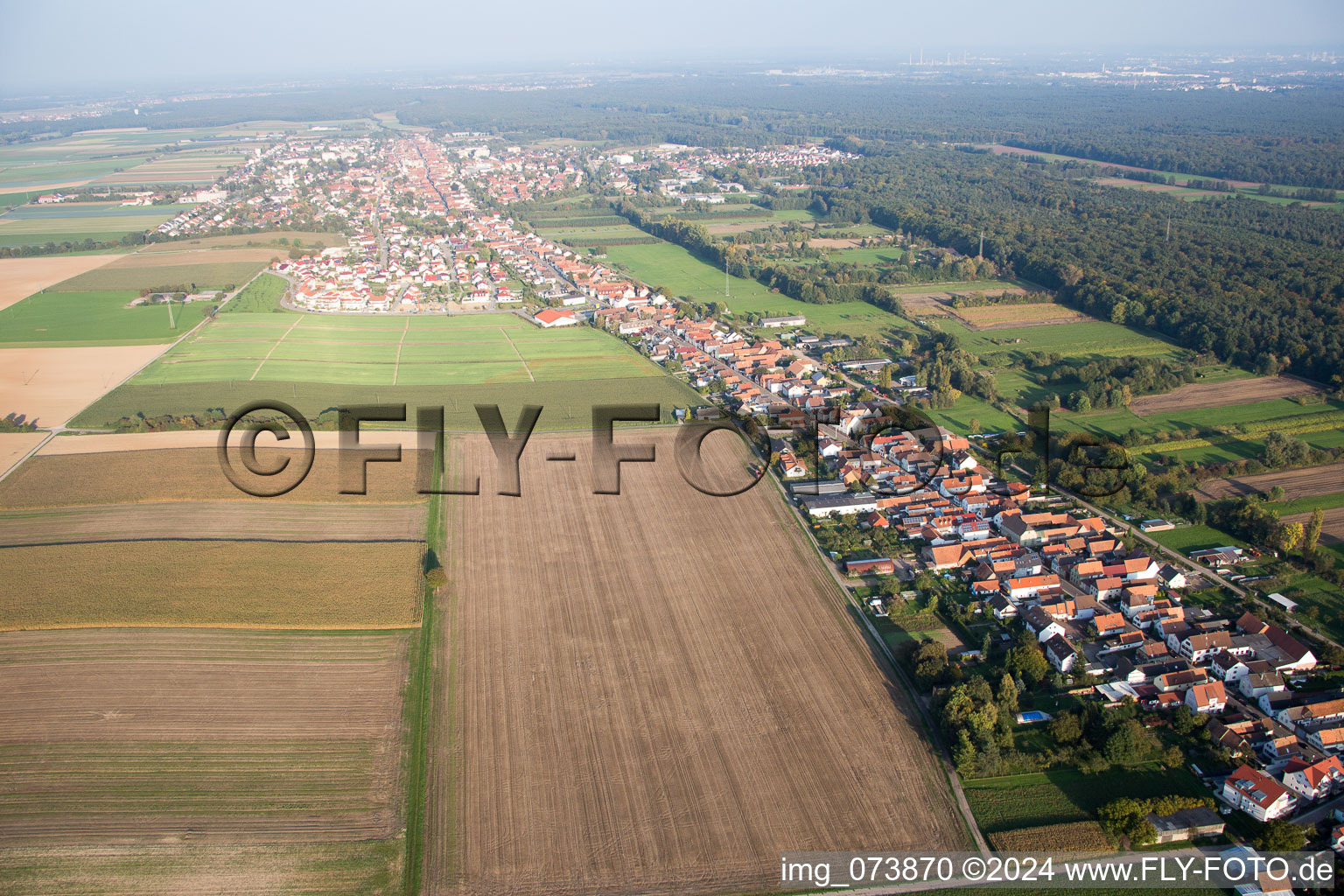 Drone recording of Saarstr in Kandel in the state Rhineland-Palatinate, Germany