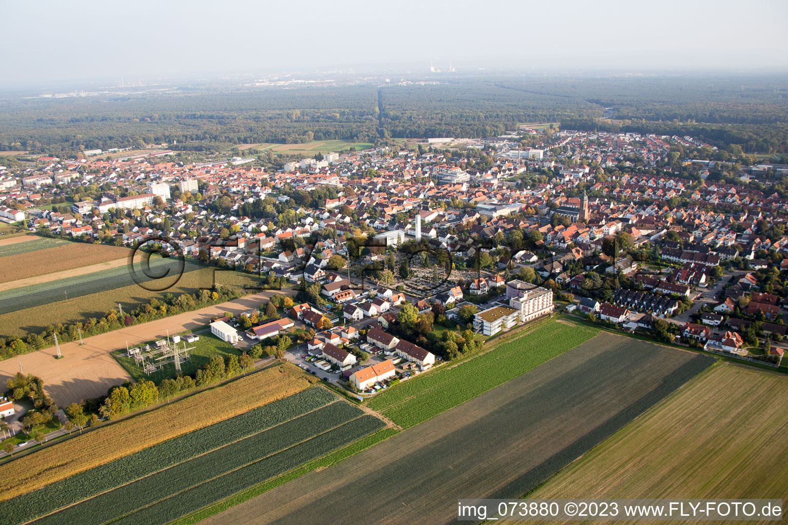 Aerial view of Kandel in the state Rhineland-Palatinate, Germany